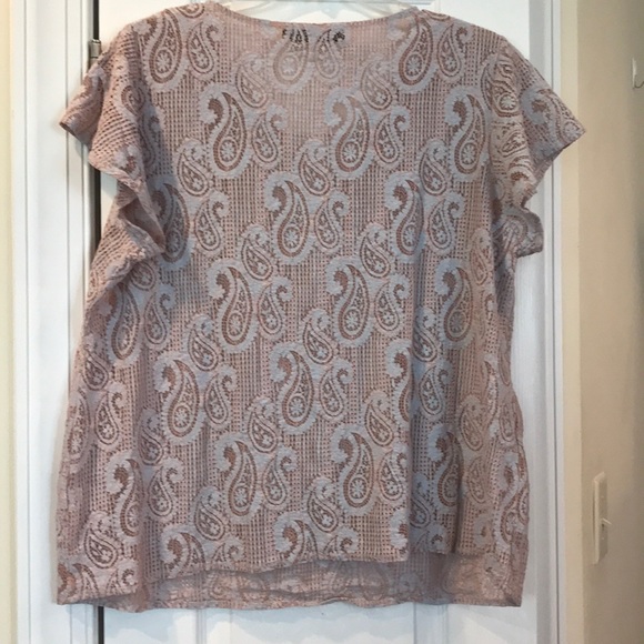 AGNES ORINDA open lace/paisley print top with tie - Picture 6 of 6
